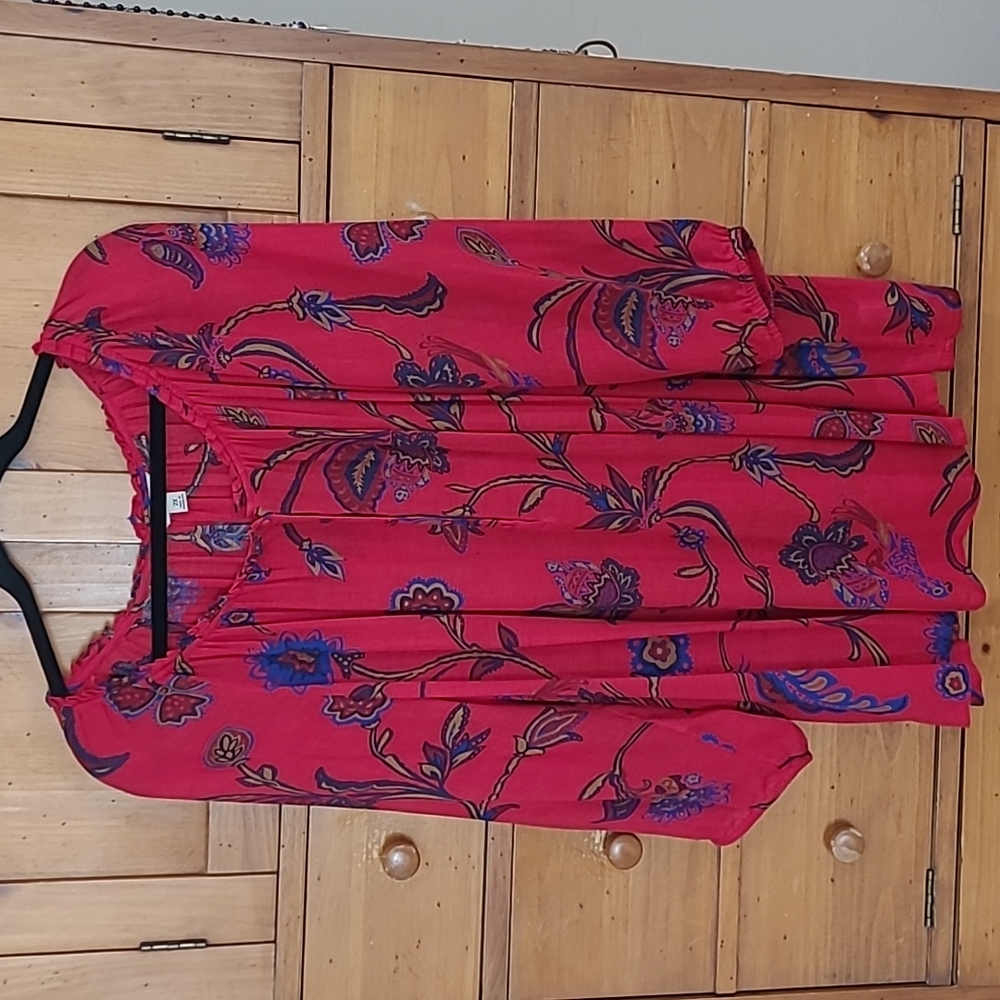 LUCKY BRAND tunic/top with split neck and covered buttons, size 2X